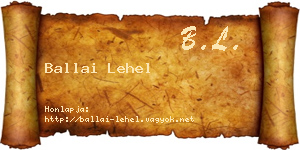 Ballai Lehel névjegykártya